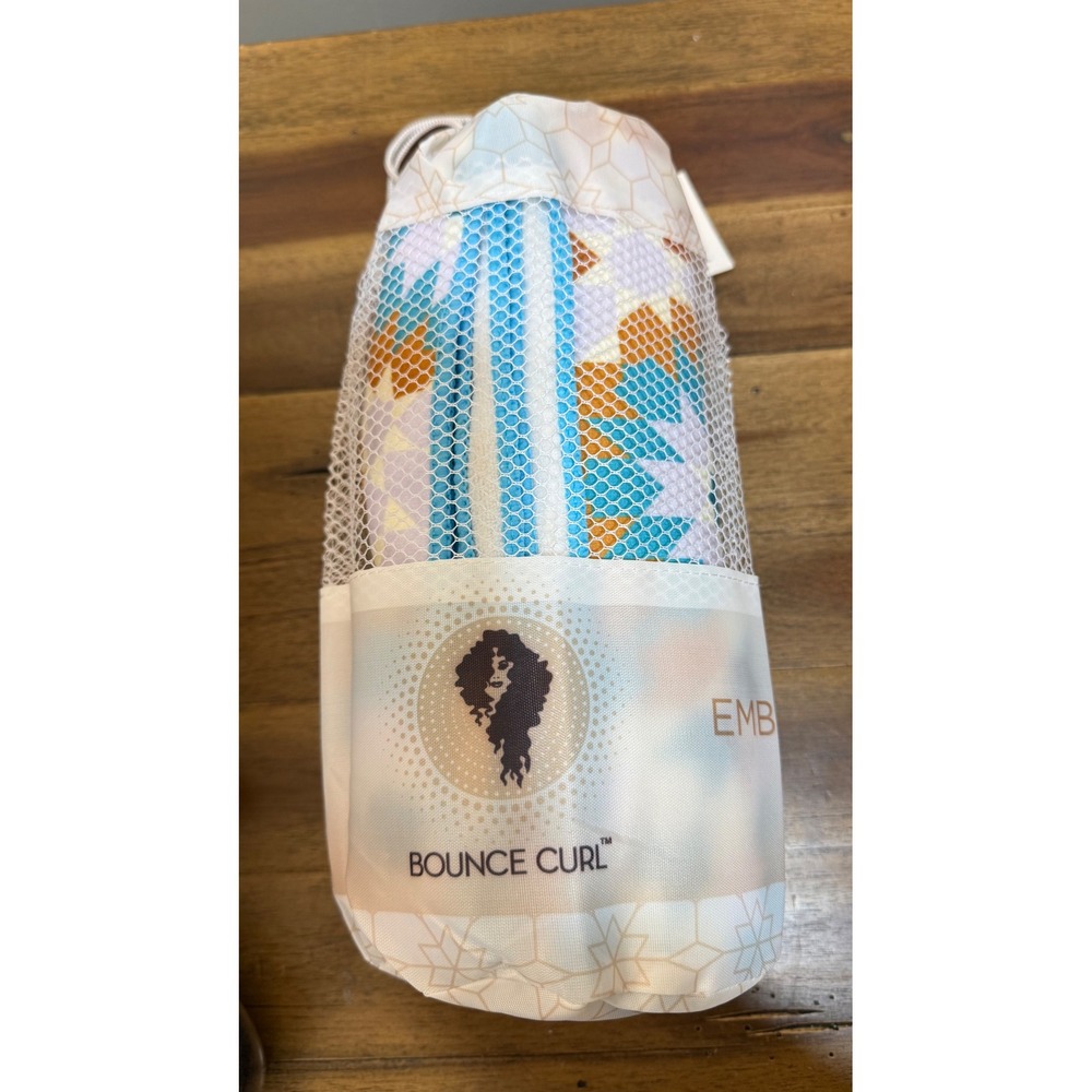 Bounce Curl Microfiber Hair Towel Geometric Print Blue Orange New in Mesh Bag